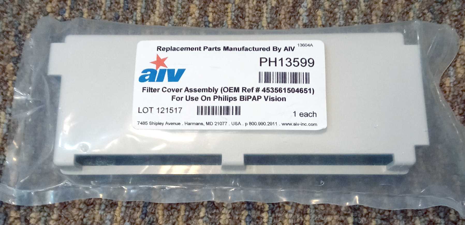 AIV PH13599 Respironics 453561504651 Filter cover